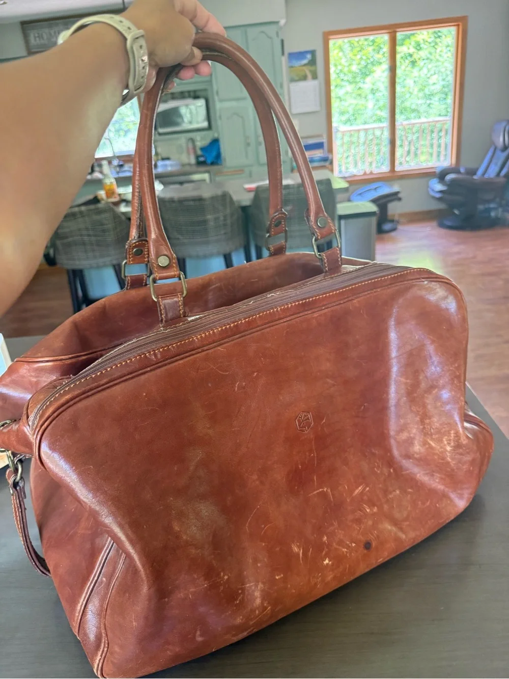 Vintage Valentina Men's Leather Duffel Bag – Rustic Brown Travel Weekender
